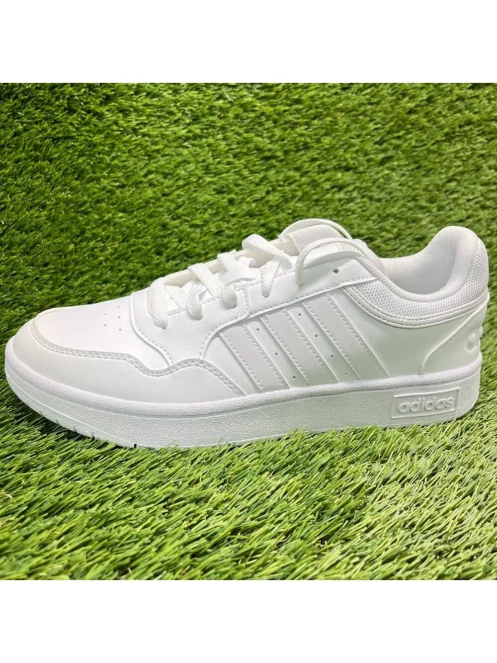 Adidas Hoops 3.0 Womens Size 9 Triple White Athletic Basketball Shoes Sneakers